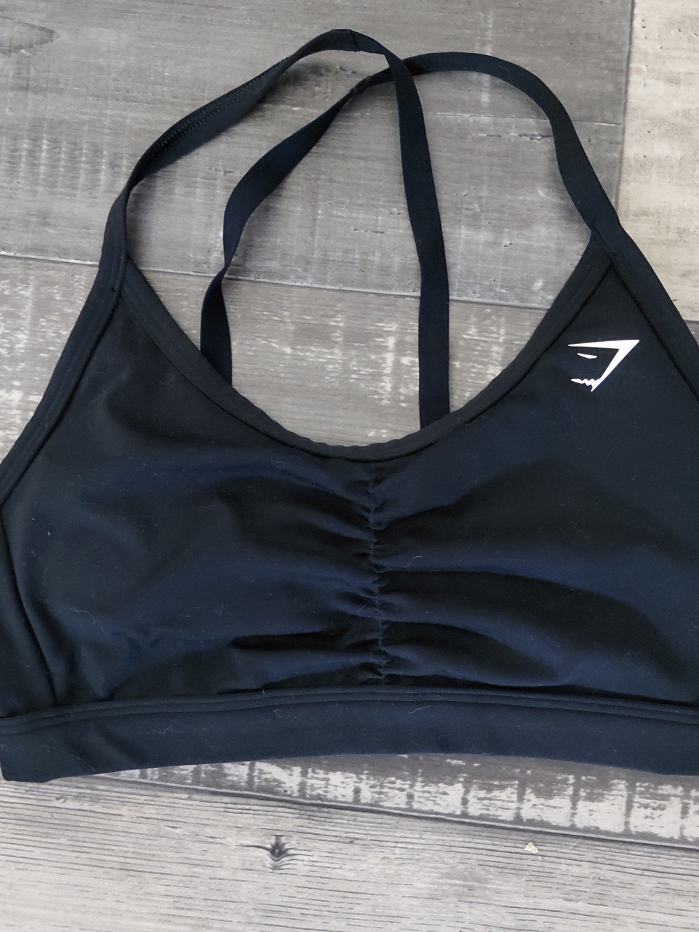 Gymshark Black Ruched Double-Strap Sports Bra